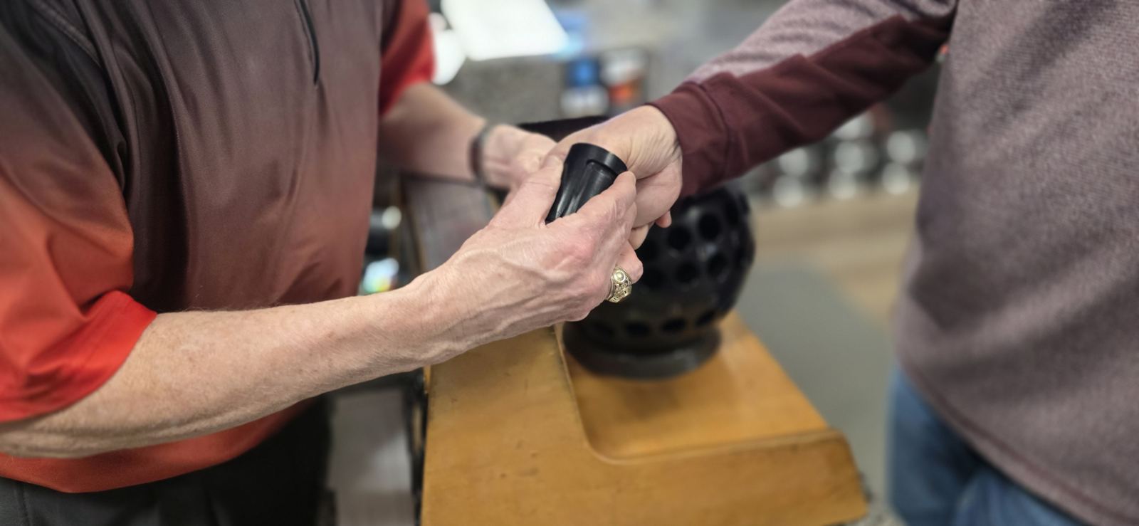Fitting a thumb insert at the bench